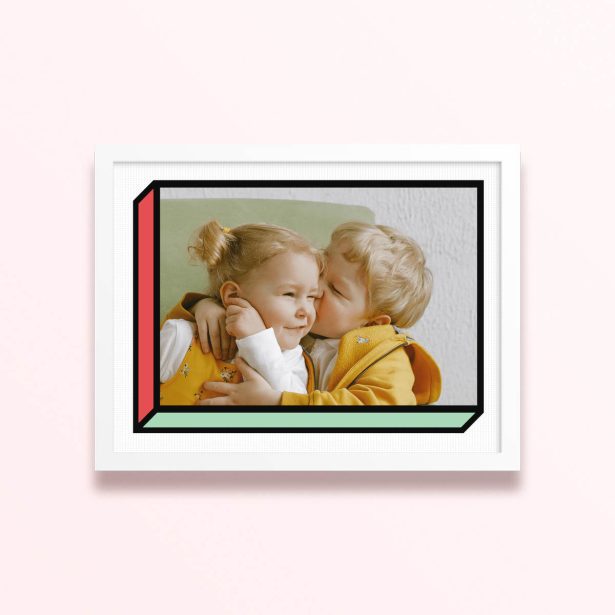 Simple framed prints designs with one photo featuring a modern geometric border