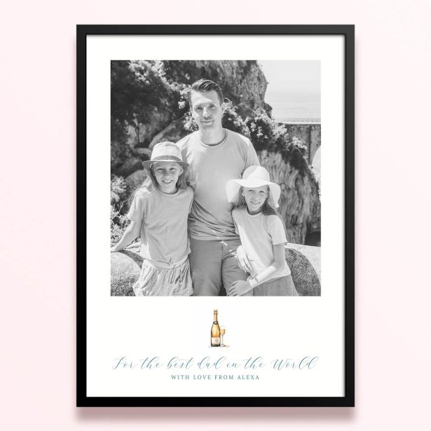Simple framed prints designs featuring one photo and personalised text for Father's Day.