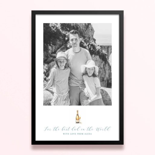 Simple framed prints designs featuring one photo and personalised text for Father's Day.