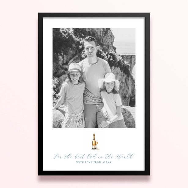 Simple framed prints designs featuring one photo and personalised text for Father's Day.