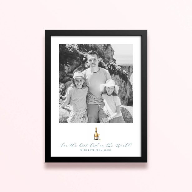 Simple framed prints designs featuring one photo and personalised text for Father's Day.