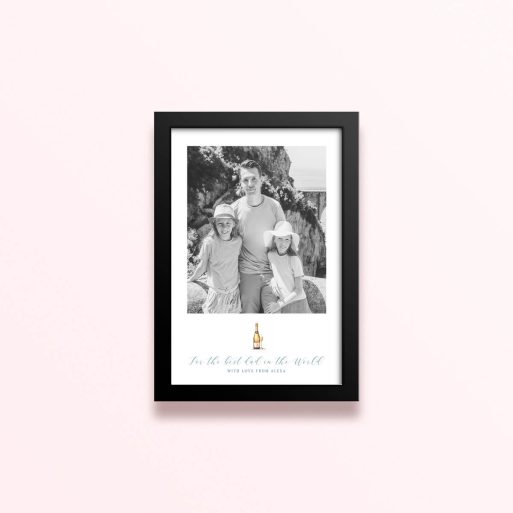 Simple framed prints designs featuring one photo and personalised text for Father's Day.
