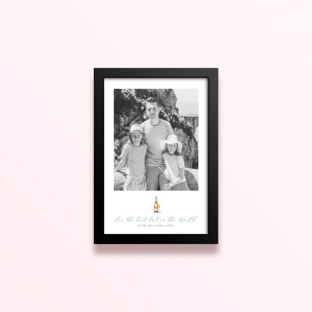 Simple framed prints designs featuring one photo and personalised text for Father's Day.