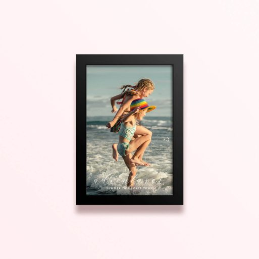 Simple framed prints designs with one photo of children playing at the beach