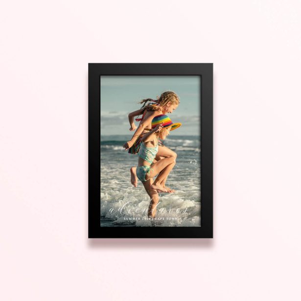 Simple framed prints designs with one photo of children playing at the beach