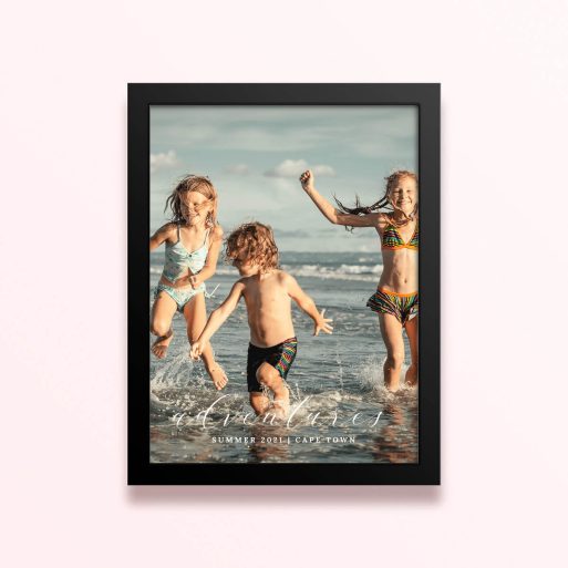 Simple framed prints designs with one photo of children playing at the beach