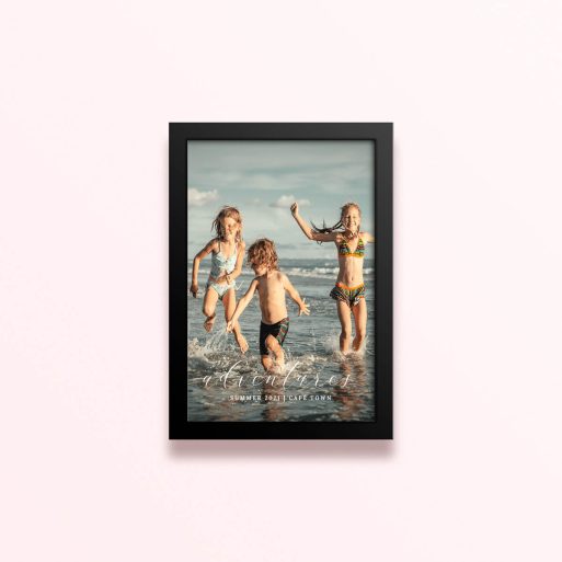 Simple framed prints designs with one photo of children playing at the beach