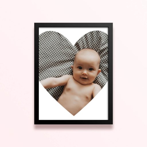 Simple framed prints designs with one photo in heart shape