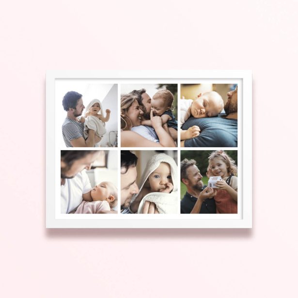 Simple framed prints designs featuring six photos for personalised home decor