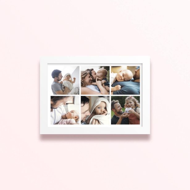 Simple framed prints designs featuring six photos for personalised home decor