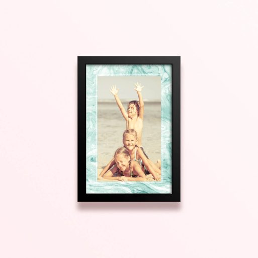 Simple framed prints designs with one photo in a turquoise marble frame.