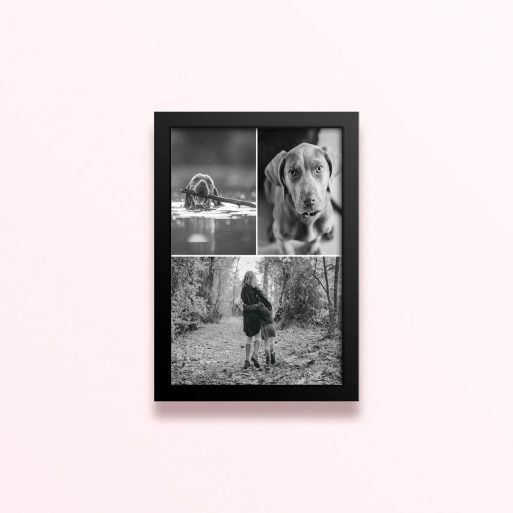Simple framed prints designs with three photos showcasing different black and white images.