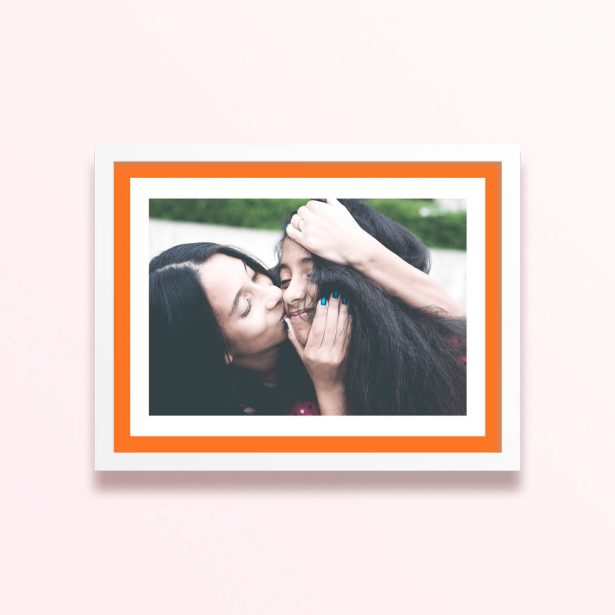 Simple framed prints designs featuring a photo of two people sharing a tender moment.