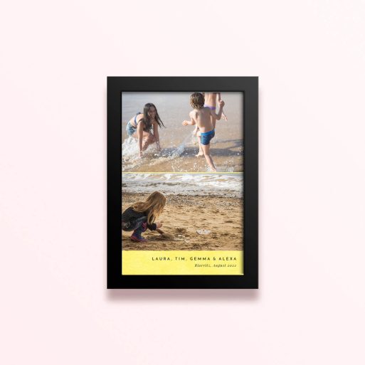 Simple framed print designs with two photos on beach holiday