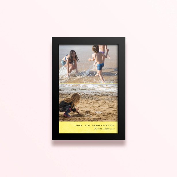 Simple framed print designs with two photos on beach holiday