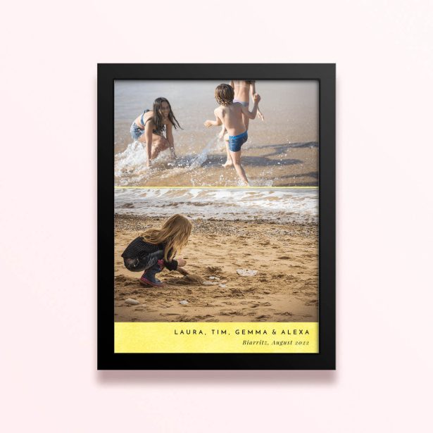 Simple framed print designs with two photos on beach holiday