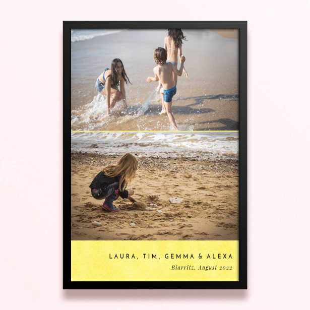 Simple framed print designs with two photos on beach holiday