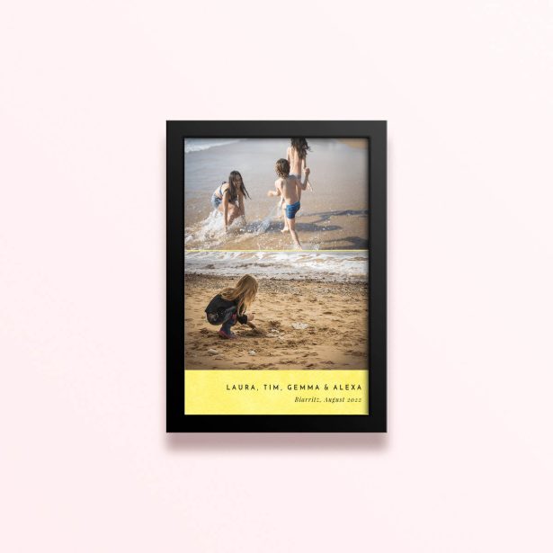 Simple framed print designs with two photos on beach holiday