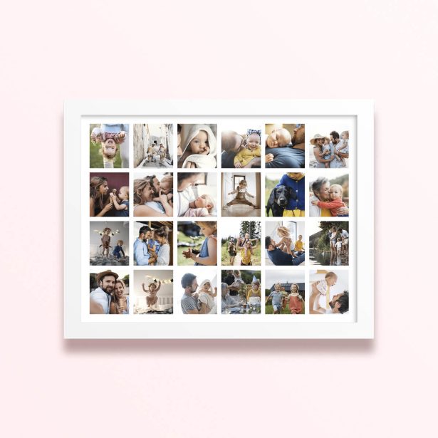 Simple framed prints designs featuring 25 photos in a grid layout