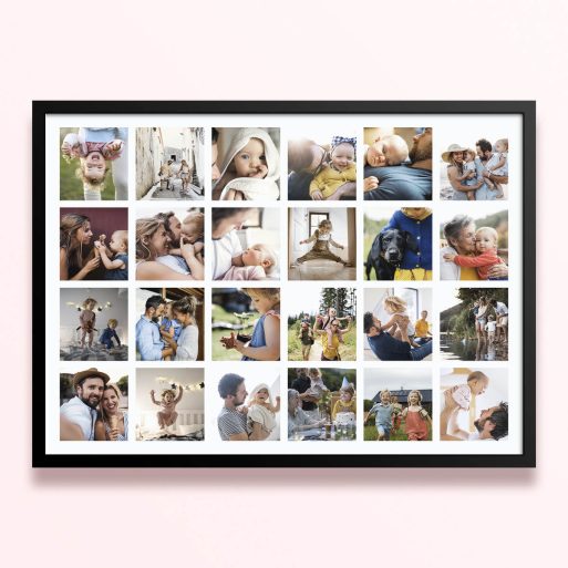 Simple framed prints designs featuring 25 photos in a grid layout