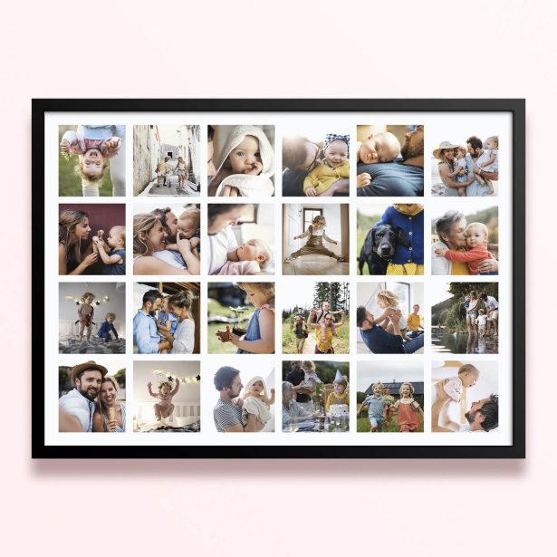 Simple framed prints designs featuring 25 photos in a grid layout