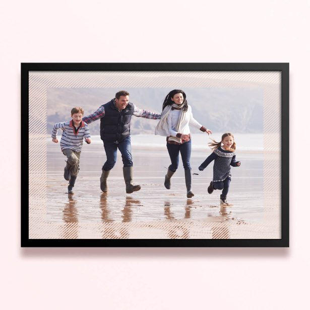 Simple framed prints designs with one photo featuring a family on a beach