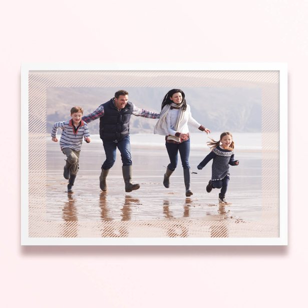 Simple framed prints designs with one photo featuring a family on a beach