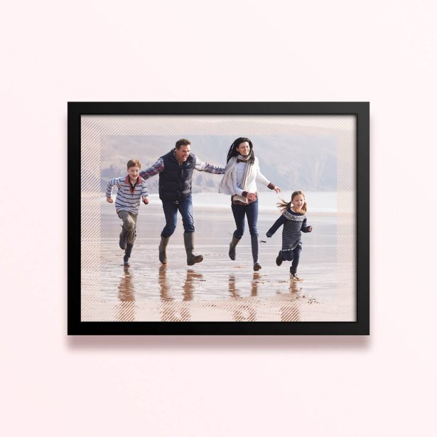 Simple framed prints designs with one photo featuring a family on a beach