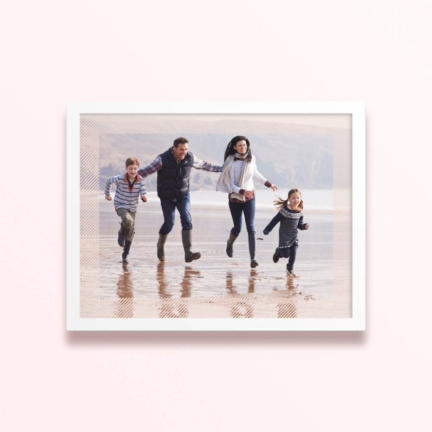 Simple framed prints designs with one photo featuring a family on a beach