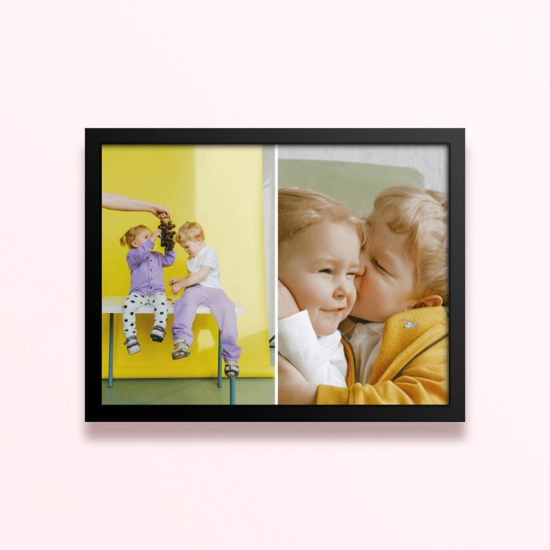 Simple framed prints designs with two photos of children in vibrant settings