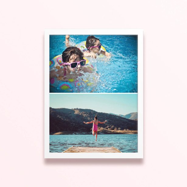 Simple framed prints designs featuring 2 photos in a summer setting