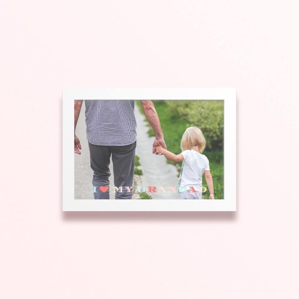 Simple framed prints designs featuring a photo with a message "I Love My Grandad"