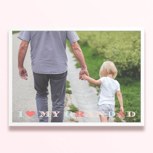 Simple framed prints designs featuring a photo with a message "I Love My Grandad"