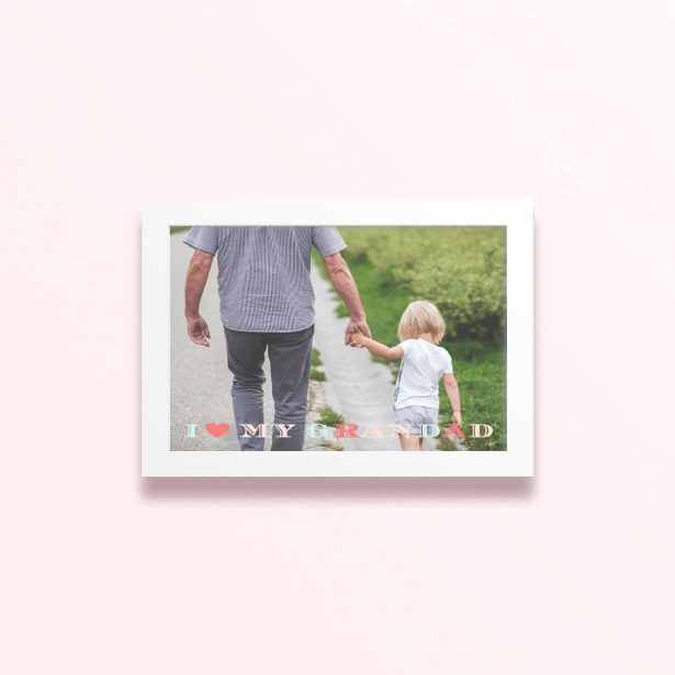 Simple framed prints designs featuring a photo with a message "I Love My Grandad"