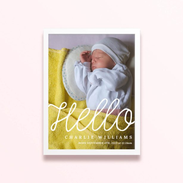 Simple framed prints designs for newborn announcements with one photo