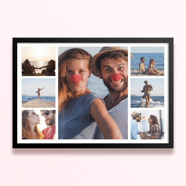 Simple framed prints designs with seven photos in a collage layout for personalised photo gifts.