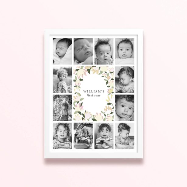 simple framed prints designs my first year nursery decor A3 portrait white - My first year