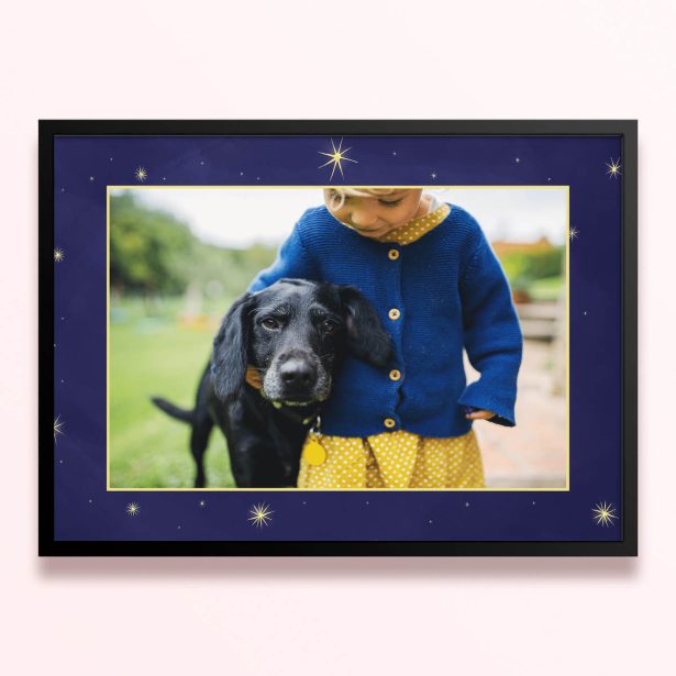 Simple framed prints designs with one photo in a starry border