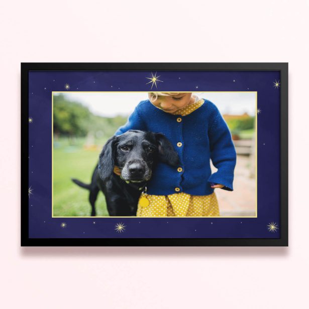 Simple framed prints designs with one photo in a starry border