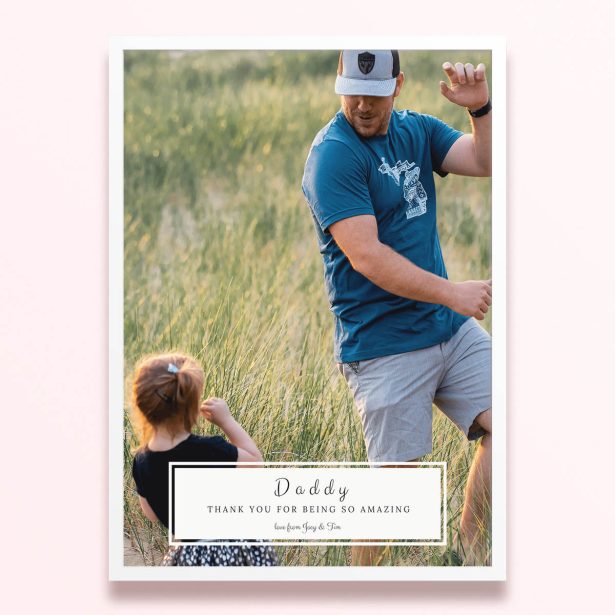 Simple framed prints designs featuring one photo with personalised message.