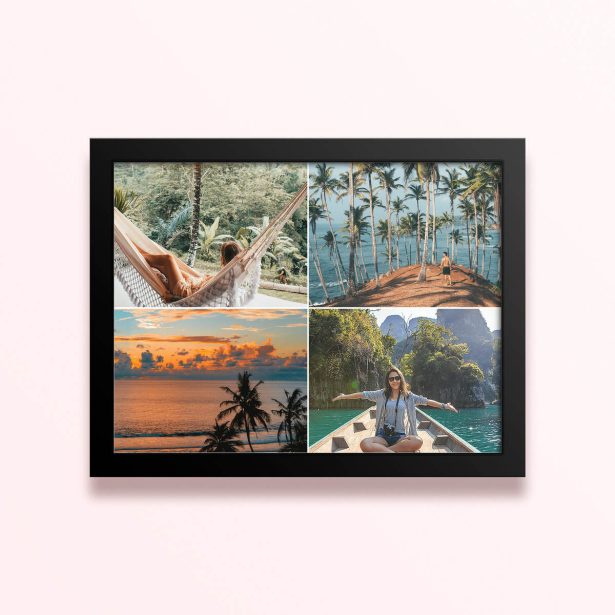 Simple framed prints designs featuring 4 photos of travel and nature scenes