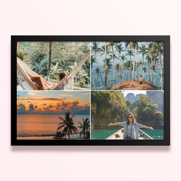 Simple framed prints designs featuring 4 photos of travel and nature scenes