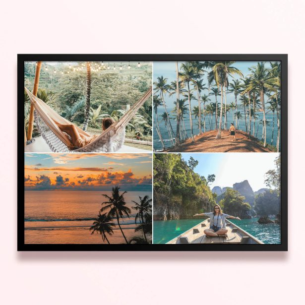 Simple framed prints designs featuring 4 photos of travel and nature scenes