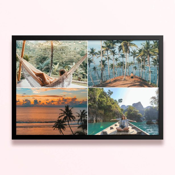 Simple framed prints designs featuring 4 photos of travel and nature scenes
