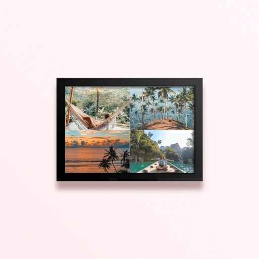 Simple framed prints designs featuring 4 photos of travel and nature scenes