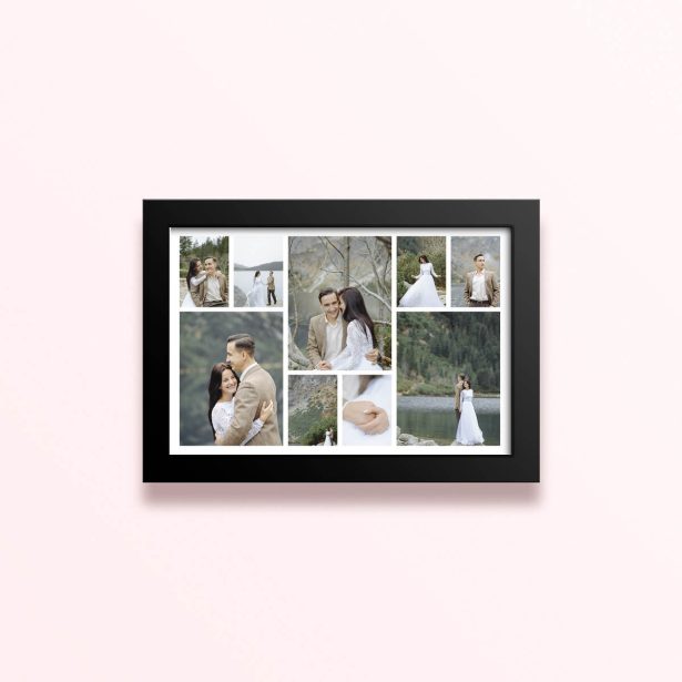 Simple framed prints designs featuring nine photos ideal for weddings.