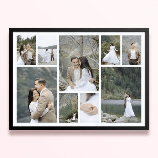 Simple framed prints designs featuring nine photos ideal for weddings.