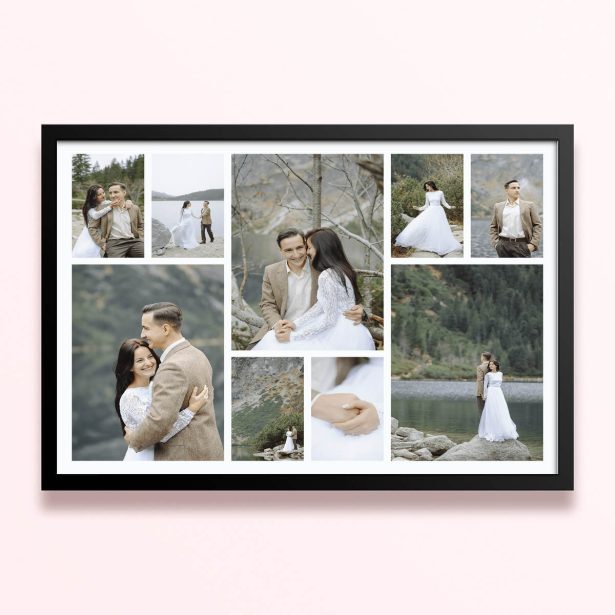 Simple framed prints designs featuring nine photos ideal for weddings.