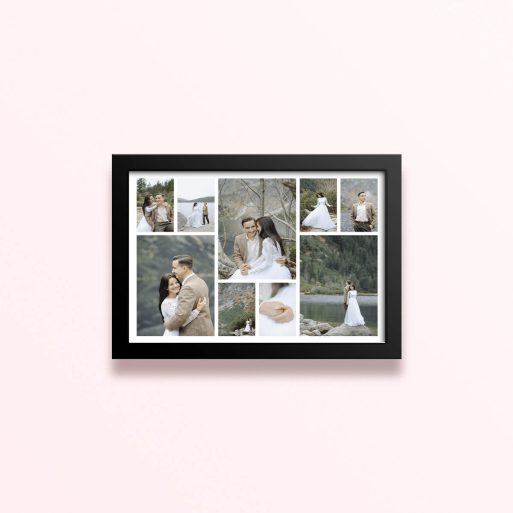 Simple framed prints designs featuring nine photos ideal for weddings.