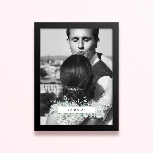 Simple framed prints designs with one photo for personalised photo gifts or wedding invitations.